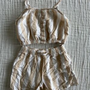2 piece set - stripped/linen